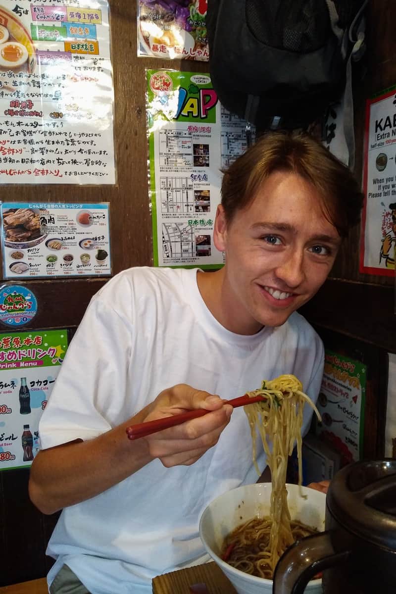 Dan enjoying Japanese Ramen