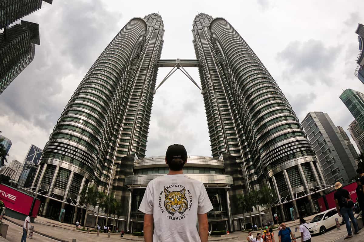 Dan outside of the Petronas Towers, Kuala Lumpur
