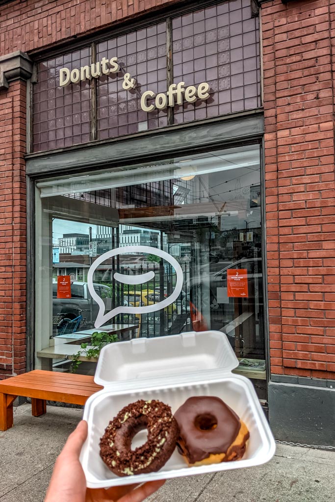 Best donuts in Vancouver - Cartems Donuts, picture of two chocolate ring donuts