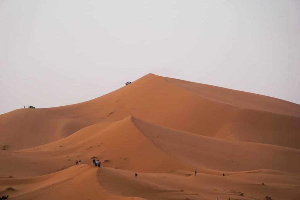 The sand dunes of the Sahara Desert in Morocco