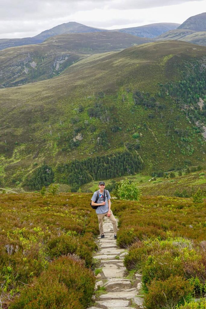 Dan hiking the Meall a' Bhuachaille trail
